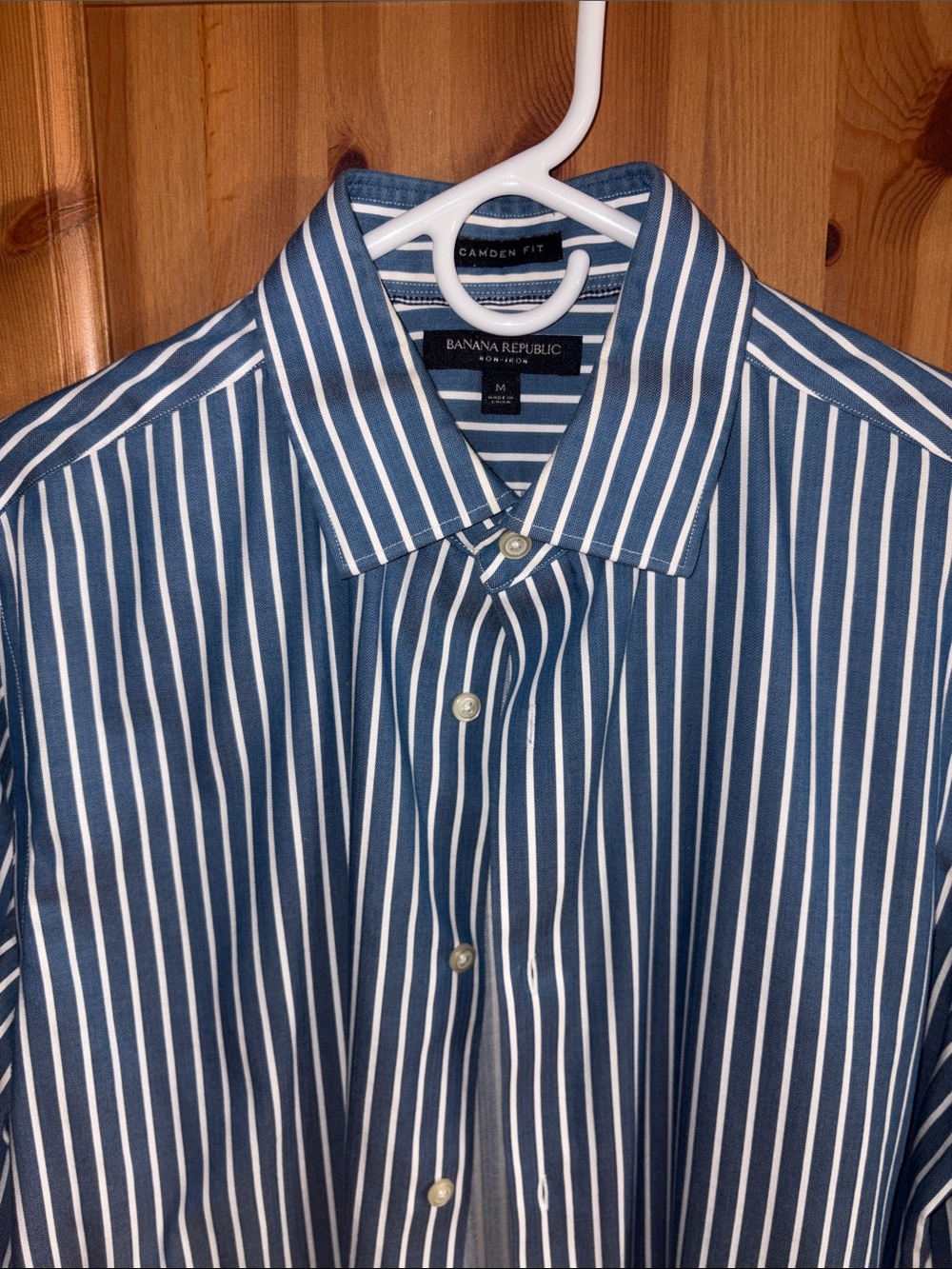 Banana Republic Blue and White Vertical Stripe Dress Shirt